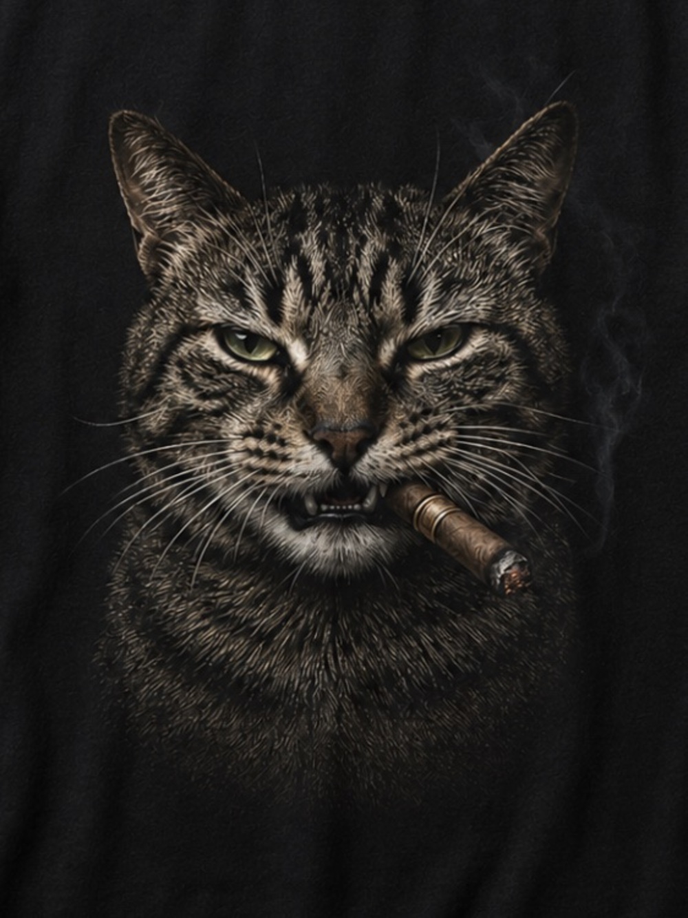 Classic Black Cat Graphic Tee - Smoky Tabby Design 90s Size M - Picture 2 of 3